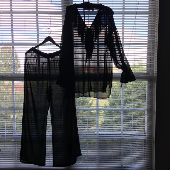 Victoria's Secret Other - Victoria’s Secret black sheer chiffon pajamas S/M